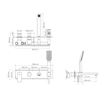 Bateria wannowo-prysznicowa podtynkowa grafit 34109400 Oltens Hadsel
