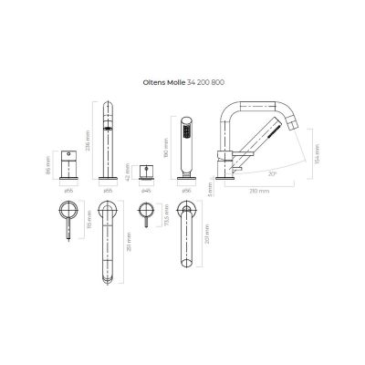 Bateria wannowo-prysznicowa nawannowa złoty połysk 34200800 Oltens Molle