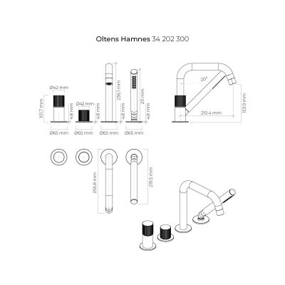 Bateria wannowo-prysznicowa nawannowa czarny mat 34202300 Oltens Hamnes