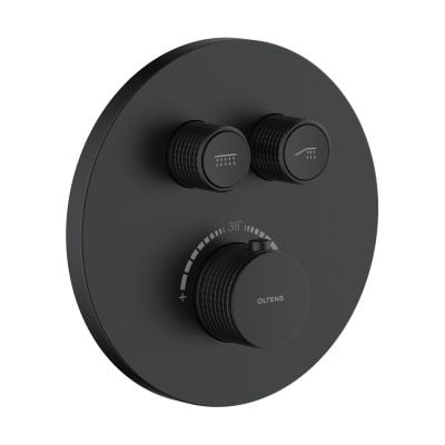 Bateria wannowo-prysznicowa podtynkowa z termostatem czarny mat 34601300 Oltens Onega