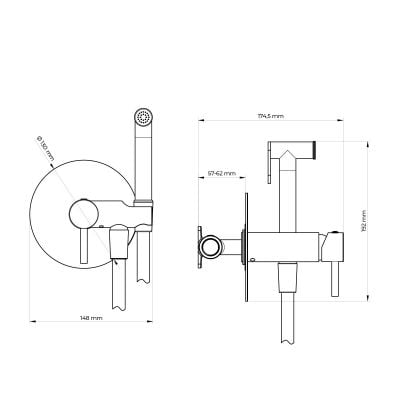 Bateria bidetowa z zestawem prysznicowym podtynkowa chrom 31100100 Oltens Molle