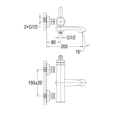 Omnires Armance AM5230ORB bateria wannowo-prysznicowa