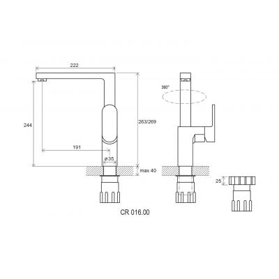 Bateria kuchenna stojąca chrom X070054 Ravak Chrome