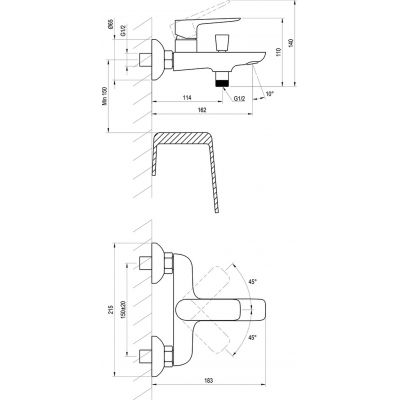 Ravak Classic X070083 bateria wannowo-prysznicowa ścienna chrom