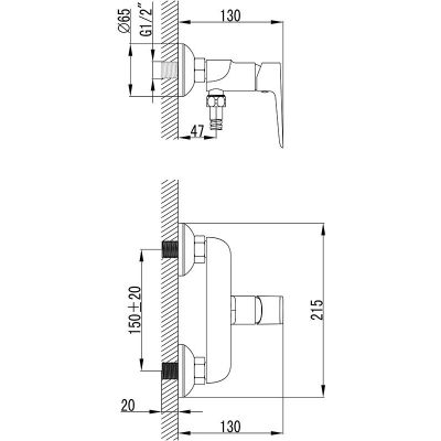 Ravak Classic X070084 bateria prysznicowa ścienna chrom