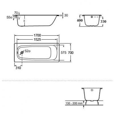Wanna prostokątna 170x70 cm biała A2358K0000 Roca Contesa