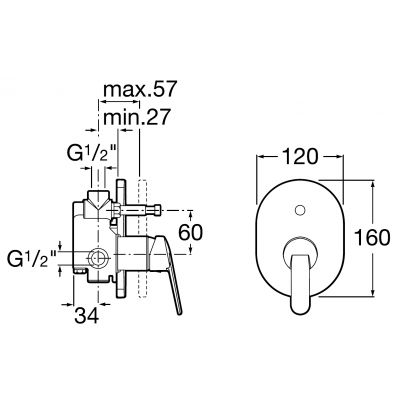 Roca Victoria-N A5A0625C00 bateria wannowo-prysznicowa podtynkowa