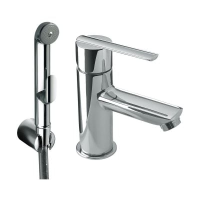 Bateria umywalkowa ze słuchawką typu bidetta stojąca chrom 181113 Tres Lex-Tres