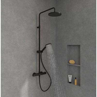 Zestaw prysznicowy ścienny termostatyczny z deszczownicą czarny TVS109002000K5 Villeroy & Boch Universal Showers
