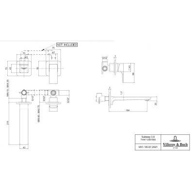 Villeroy & Boch Subway 3.0 TVW11200700064 bateria umywalkowa podtynkowa nikiel