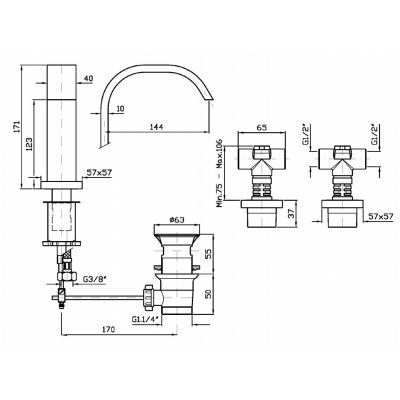 Bateria bidetowa ZA5741 Zucchetti Aguablu