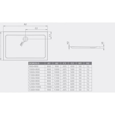 Brodzik prostokątny SDRD108001 Radaway Doros