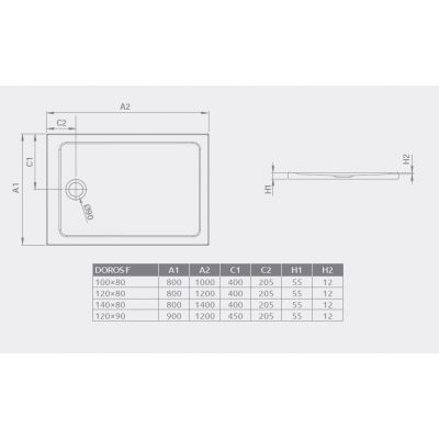 Brodzik prostokątny SDRF129001 Radaway Doros