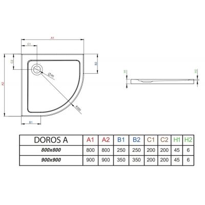 Brodzik półokrągły 90x90 cm SDRA90900104S Radaway Doros A