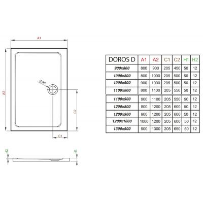 Brodzik prostokątny 100x90 cm biały SDRD10900104S Radaway Doros D