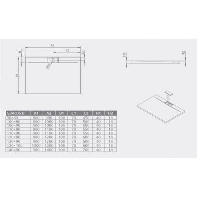 Brodzik prostokątny 120x100 cm biały M3GRD1210 Radaway Giaros