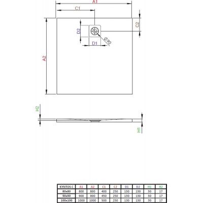 Brodzik kwadratowy 100x100 cm beton HKC10010074 Radaway Kyntos C