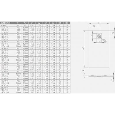 Brodzik prostokątny 100x70 cm cement HKF1007074 Radaway Kyntos F