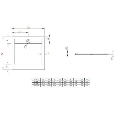 Brodzik kwadratowy 90x90 cm czarny HTC909054 Radaway Teos C