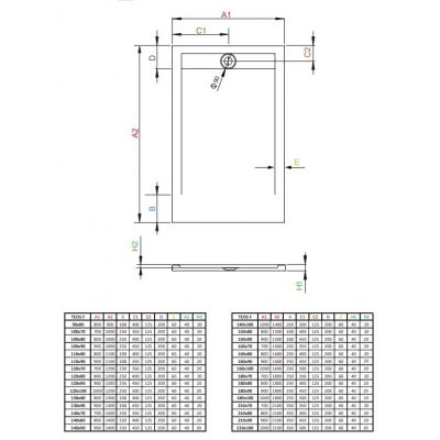 Brodzik prostokątny 120x70 cm antracyt HTF1207064 Radaway Teos F