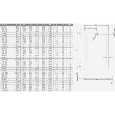 Brodzik prostokątny 160x80 cm beton HTF1608074 Radaway Teos F