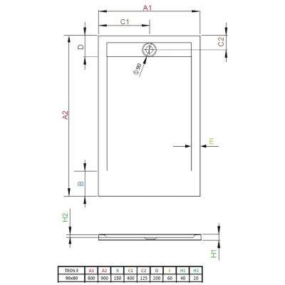 Brodzik prostokątny HTF908004 Radaway Teos F