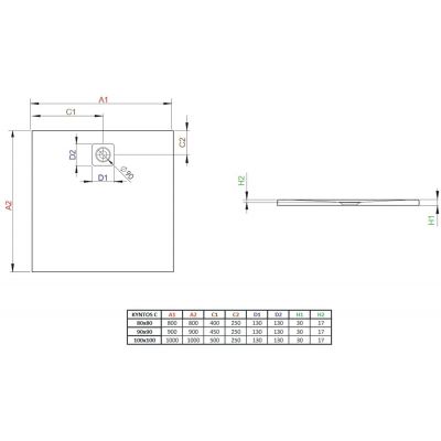 Brodzik kwadratowy 80x80 cm cement HKC808074 Radaway Kyntos C