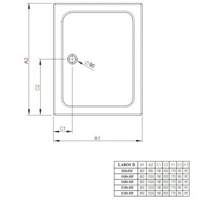 Brodzik prostokątny 90x80 cm biały SLD891701 Radaway Laros D