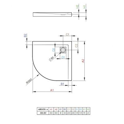 Brodzik półokrągły 4AA9901 Radaway Argos A