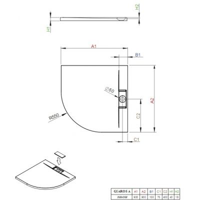 Brodzik półokrągły MKGA909003 Radaway Giaros