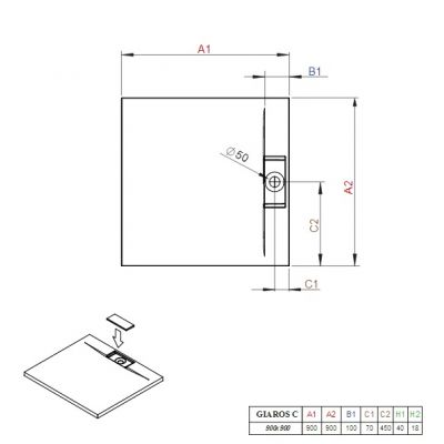 Brodzik kwadratowy MKGC909003 Radaway Giaros