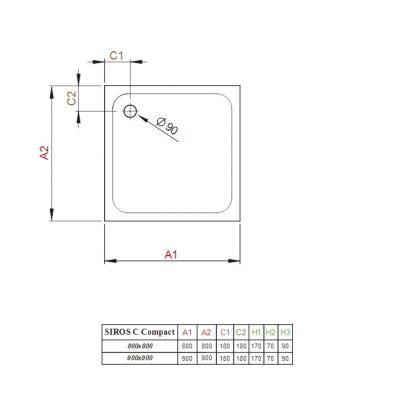 Brodzik kwadratowy 80x80 cm biały SBC88172 Radaway Siros C
