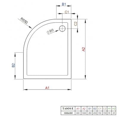 Brodzik półokrągły 100x80 cm biały STE108630R Radaway Tasos E