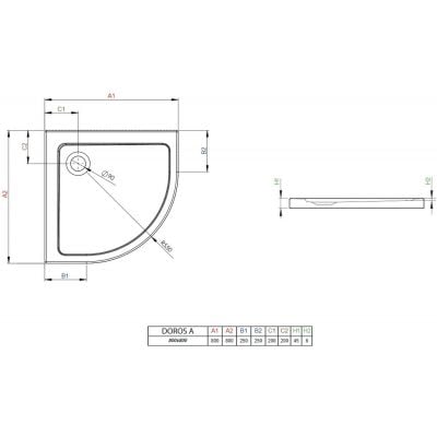 Brodzik półokrągły SDRA909001 Radaway Doros A