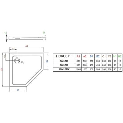 Brodzik pięciokątny 100x100 cm biały SDRPT101001 Radaway Doros PT