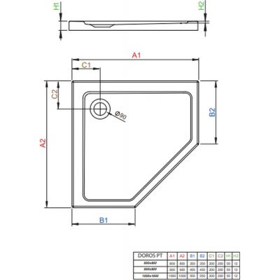 Brodzik pięciokątny 80x80 cm biały SDRPT808001 Radaway Doros PT