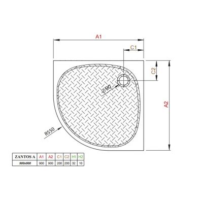 Brodzik półokrągły 90x90 cm biały M3ZNA909006 Radaway Zantos A