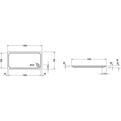 Brodzik prostokątny 720095000000000 Duravit D-Code