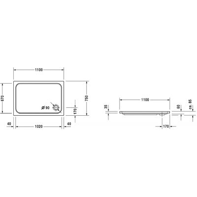 Brodzik prostokątny 720097000000000 Duravit D-Code