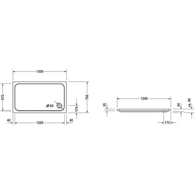 Brodzik prostokątny 720098000000000 Duravit D-Code