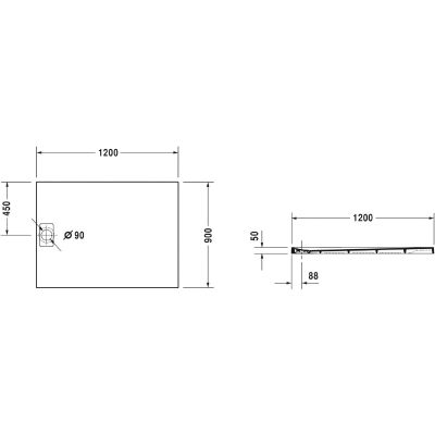 Brodzik prostokątny 720149680000000 Duravit Stonetto