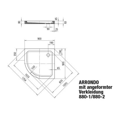 Brodzik półokrągły 90x90 cm biały 460448040001 Kaldewei Arrondo