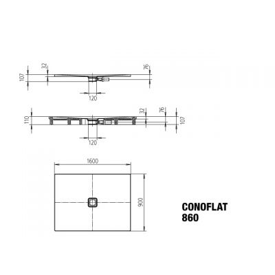 Brodzik prostokątny 160x90 cm 467600013001 Kaldewei Conoflat