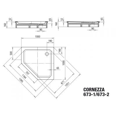 Brodzik pięciokątny 100x100 cm biały 459300010001 Kaldewei Cornezza