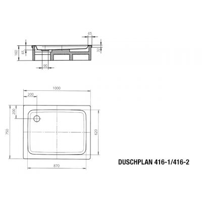 Brodzik prostokątny 100x75 cm biały 431600010001 Kaldewei Duschplan