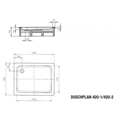 Brodzik prostokątny 120x90 cm biały 432000010001 Kaldewei Duschplan