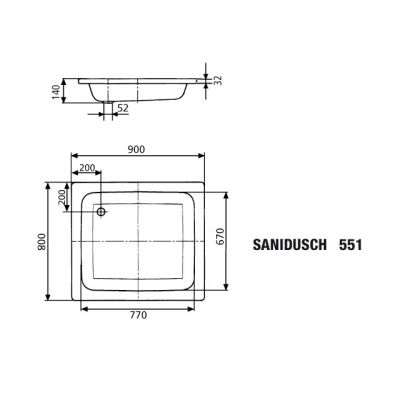 Brodzik prostokątny 90x80 cm biały 440800010001 Kaldewei Sanidusch