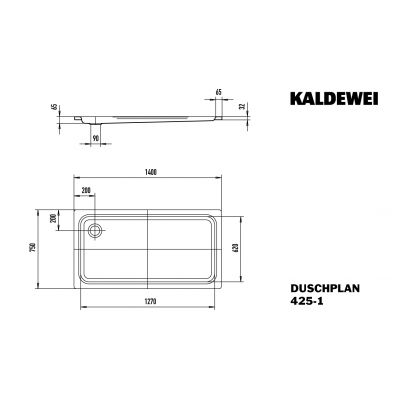 Brodzik prostokątny 140x75 cm 432548040001 Kaldewei Duschplan XXL