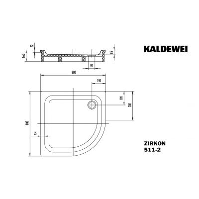 Brodzik półokrągły 80x80 cm biały 452048040001 Kaldewei Zirkon