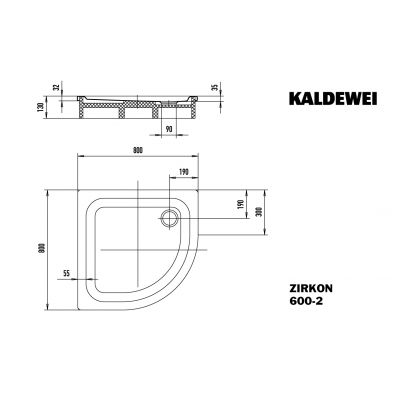 Brodzik półokrągły 80x80 cm biały 456548040001 Kaldewei Zirkon